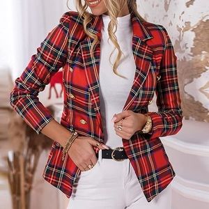 🧨 Plaid Lapel Collar Blazer